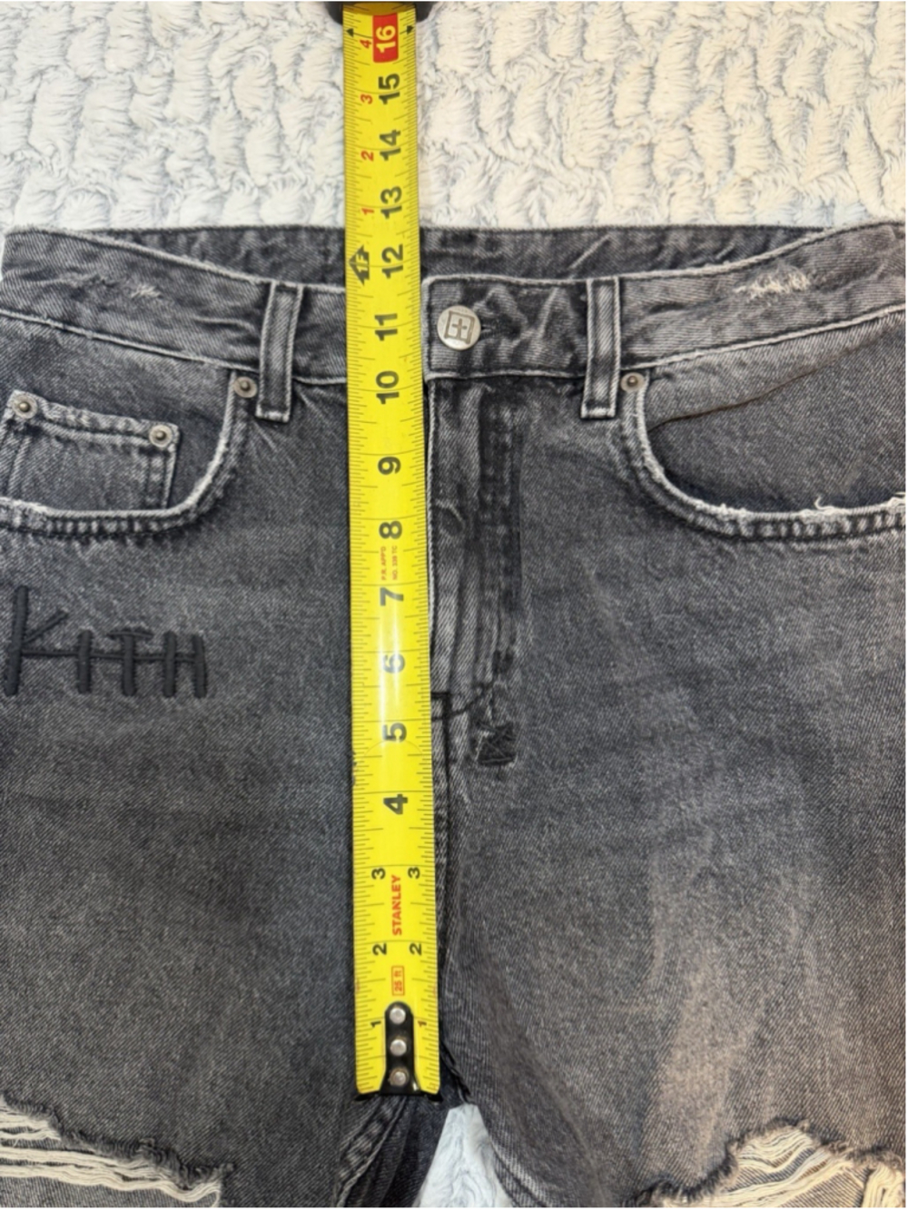 Ksubi Men's Black Distressed Denim Shorts Cotton Button 5-Pocket Flat Front - Picture 3 of 9